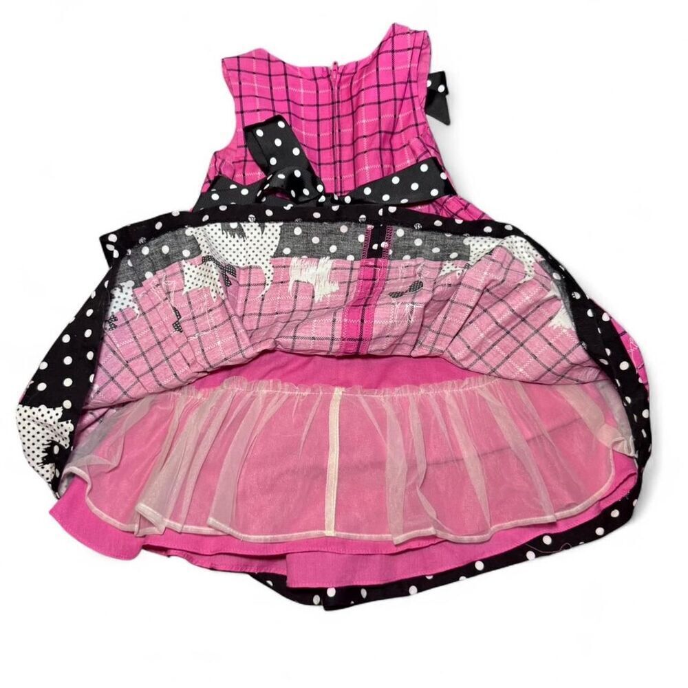 Bonnie Jean 3T Pink Scottie Dog Dress Black Polka Dot Party Easter - Picture 6 of 7